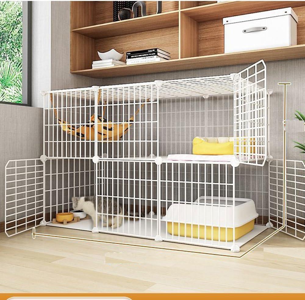 Cat Cage Indoor DIY Cat Playpen Detachable Metal Wire Kennels Indoor Cat Enclosures DIY Cat Playpen Metal Kennel (3/2-Tier)