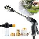 Aquoxis Pressure Washer 15X More Powerful Than Hoses, Aquoxis Spray Nozzle, with 360 Rotating for Three Spray Modes, Easy Installation, Universal Compatibility (with Foam Pot + 3 Metal Connector)