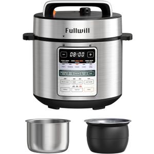Fullwill Dual-Pot Electric Pressure Cooker,12-in-1 Multi Cooker with 6QT Stainless Steel & 5QT Ceramic Pot,Olla de Presion for Pressure,Rice,Meat Stew,Yogurt Maker