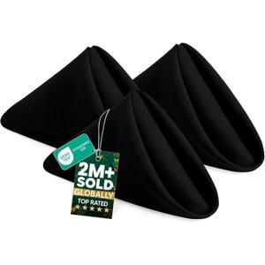 Utopia Home Black Cloth Napkins (12 Pack, 20x20 Inches), Ideal Dinner Napkins for Party, Wedding and Lunch/Dinner
