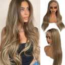 Ash Blonde Human Hair Wig 13x6 Light Brown Mixed Ash Blonde 180% Density Colored Straight Wig for Women 22 Inch Glueless Lace Frontal Wig Pre Plucked Balayage Highlighted Wig Human Hair