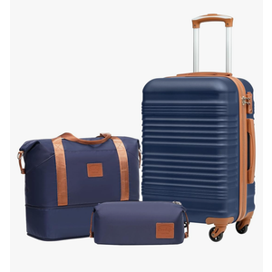 Coolife Luggage Set 3 Piece Luggage Set Carry On Suitcase Hardside Luggage with TSA Lock Spinner Wheels(Navy, 3 piece set (DB/TB/20))