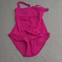 BAVEDER Girls Swimsuit One Piece Swimsuits Solid Ruched Bathing Suit for Girls Full Coverage Modest Padded Swimwear 9-16y (15-16 Years, Hot Pink)