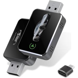 COCOING Wireless CarPlay Adapter for iPhone (2025 Upgraded) - Plug & Play USB-C/Type-C Adapter Converts Wired to Wireless CarPlay Android Auto (2-in-1) Multi-Device Support, Lag-Free iOS 10+