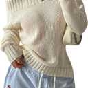 SOLY HUX Women's Off The Shoulder Long Sleeve Sweater Trendy Pullover Tops (White, S)