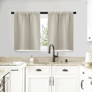 NICETOWN Blackout Curtains for Living Curtains, Room Darkening Window Curtain Panels, Easy-Care Solid Thermal Insulated Draperies/Drapes for Daughter Room (Natural, 2 Panels, 29 by 20), Natural 