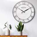 Presentime & Co 21" Farmhouse Series Wall Clock, Shiplap Style, Raised 3D Arabic Numeral, Galvanized Finish. Wall Dcor for Living Room, Dining Room, and Entryway.