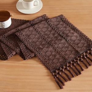 ZeeMart Macrame Style Boho Table Runner, Dark Brown Table Runners 60 Inches Long, Farmhouse Woven Home Decor, 12x60 Inch, Chocolate