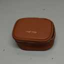 Mini Makeup Bag with Led Mirror, Small Travel Make up Bag 3 Light Modes Adjustable Brightness, for Women Organizer Cosmetic Bag, Portable Travel Train Toiletry Bag, for Pool Parties Work Touch-Ups (Brown)