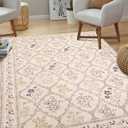 YIHOUSE Washable Floral 6x9 Area Rugs for Bedroom Girls, Beige Soft Living Room Rug Non Slip Ultra-Thin, Large Throw Carpet for Kids Playroom, Classroom, Dorm, Nursery, Beige Multi