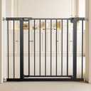 29.5-40.5" Baby Gate for Stairs, Dog Gate for Doorways, Walk Thru Auto Close Metal Baby Safety Gate for The House, Stairs and Doorways, Child Gate Pressure Mounted, Pet Gate for Dog Indoor - Black