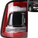 LED Tail Light Black Cover with Blind Spot Compatible With 2019-2023 Dodge Ram 1500 Left Driver Side Replace 68262533AH