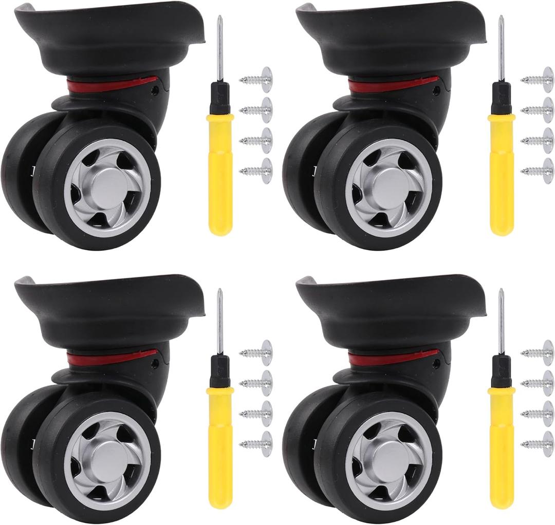 4Pcs Universal Swivel Wheel Right Suitcase Wheel (4R) 115W Series W055 Wheel Replacement Black