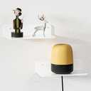 Wisfame Small Floating Shelves, 9" Adhesive Wall Shelf with Cable Hole, No Drilling, Metal Display Ledges for Living Room, Bedroom, Bathroom (Glossy White, 2 Pack)