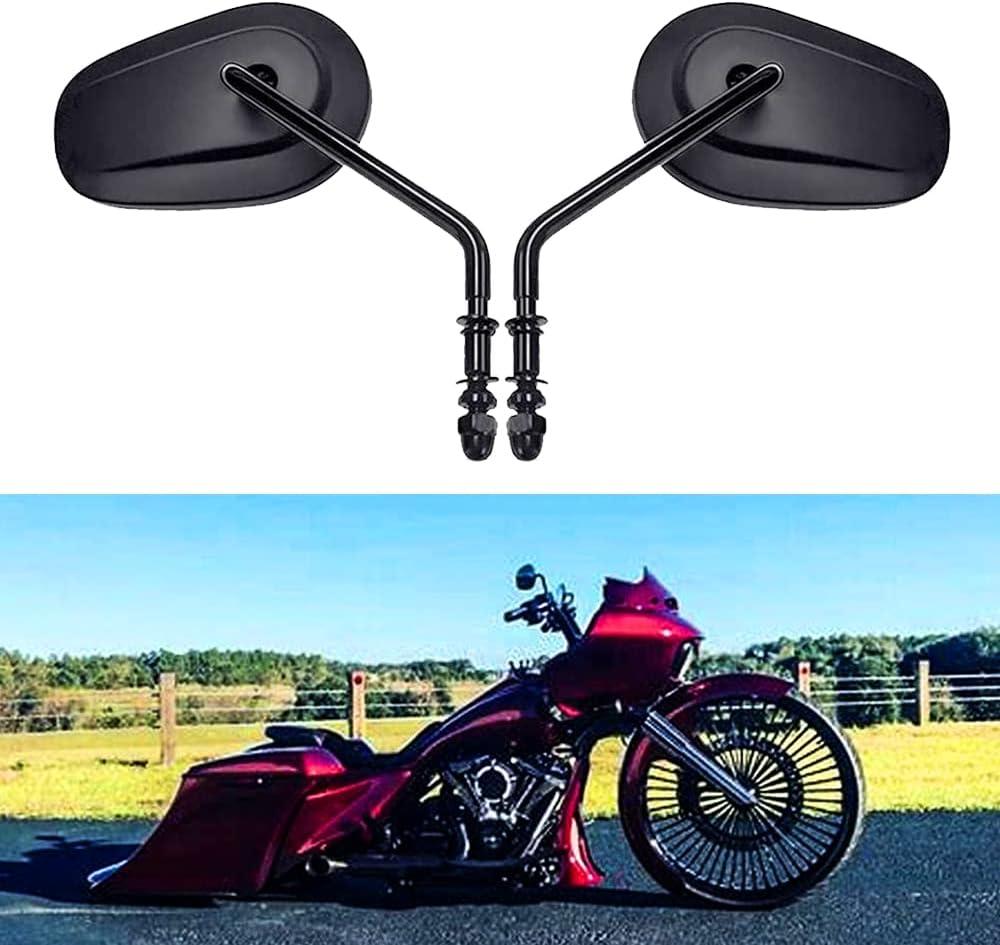 Black Sportster Mirrors Long Stem for Harley Road King Street Electra Glide Road Glide Dyna Softail Rearview 1982-2018 2019 2020 2021