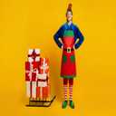 Toulite 36 Pcs Christmas Elf Aprons and Elves Headband Sets Bulk Elf Costume Headwear for Christmas Party (Red)