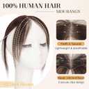 S-noilite Dark Brown Bangs Hair Clip,Middle Part Clip in Bangs Human Hair Natural Curtain Fringe with Temples Hairpieces for Women Clip on Bangs Daily Wear