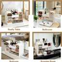 Makeup Organizer for Vanity with Brush Holder, Large Cosmetic & Skincare Organizer Countertop with Muti-Drawers, Cosmetic Display Case for Lipsticks, Nail Polishes, Perfumes, Eyeshadow (white)