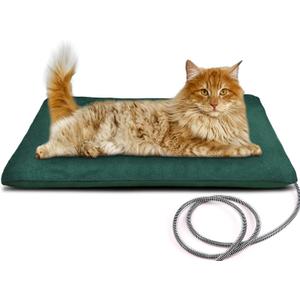 PETNF Outdoor Pet Heating Pads for Dog,Soft Electric Blanket Auto Temperature Control,Heated Mat for Dog House,Whelping Supply for Pregnant New Born Stray Feral Cat Puppy,Safe (M:19.7'' x 15.7'', Green)