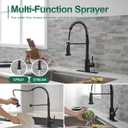 VOTON Black Kitchen Faucet with Pull Down Sprayer Pull Out Kitchen Sink Faucet Stainless Steel Commercial Spring Farmhouse faucets for Kichen Sink Camper Laundry Utility Rv Bar Sink Faucet, Black
