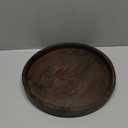 Hanobe Decorative Coffee Table Tray: Brown Wood Tray Round Rustic Wooden Trays Circle Farmhouse Centerpiece Candle Holder for Home Decor Ottoman Counter Display Living Room Organizer 12"