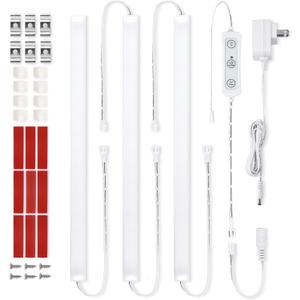 Litever Under Cabinet Lights Plug in, 3 pcs 12 Inches LED Light Strips. Super Bright Dimmable. for Kitchen Counter Top Shelf Workbench Closet Display Bookshelf Lighting. Cool White 4000K