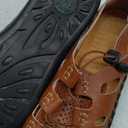 Sandals Man Slippers For Men Flip Flops Men's Closed Toe Summer Shoes Leather Breathable Outdoor Casual Shoe Beach Sport Hiking Work Male Brown Black Wide Big Size 46