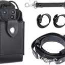 Leather Radio Holster Set, Fireman's Radio Strap, Anti-Sway Strap, Fits Motorola APX Series for Firefights, EMT, Security, Police