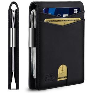 Zitahli Genuine Leather Wallet for Men 12 Card Slim Mens Wallets Bifold RFID Blocking with Money Clip & ID Window Thin Minimalist Card Holder Wallet with Gift Box
