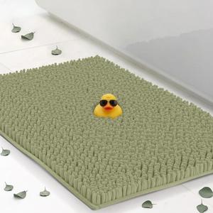 Small Chenille Bath Mats 22"x14", Plush Absorbent Bath Mats Quick Dry, Soft & Machine Washable, Non Slip Carpet for Bathroom, Thick Bathroom Rugs, Shower Restroom Rug Mat, Alfombras De Bano, Bathrugs