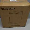 CEROELDA Small Bathroom Trash Can with Lid Soft Close-5L/1.3 Gal Slim Garbage Can-Metal Step Wastebasket-Rectangle Narrow Waste Bin for Office, Bedroom, Toilet, Live Room (Embossed-Beige)