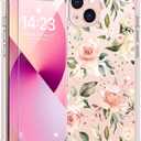 bicol for iPhone 13 Case with Screen Protector,Enhanced Camera Protection,Clear TPU Cover with Trendy Designs for Girls Women,Slim Fit Protective Phone Case,Champagne Flowers
