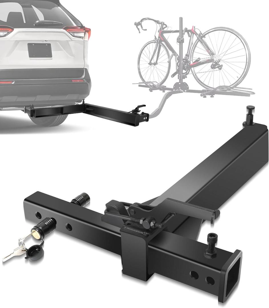 Swing Away Hitch Adapter, 320 lbs Weight Capacity, 90-Degree Swing Arm Swing Hitch, Hitch Mounted Bike Carrier Extension Attachment for Cars, SUVs, Trucks, Vans (Passenger Side)