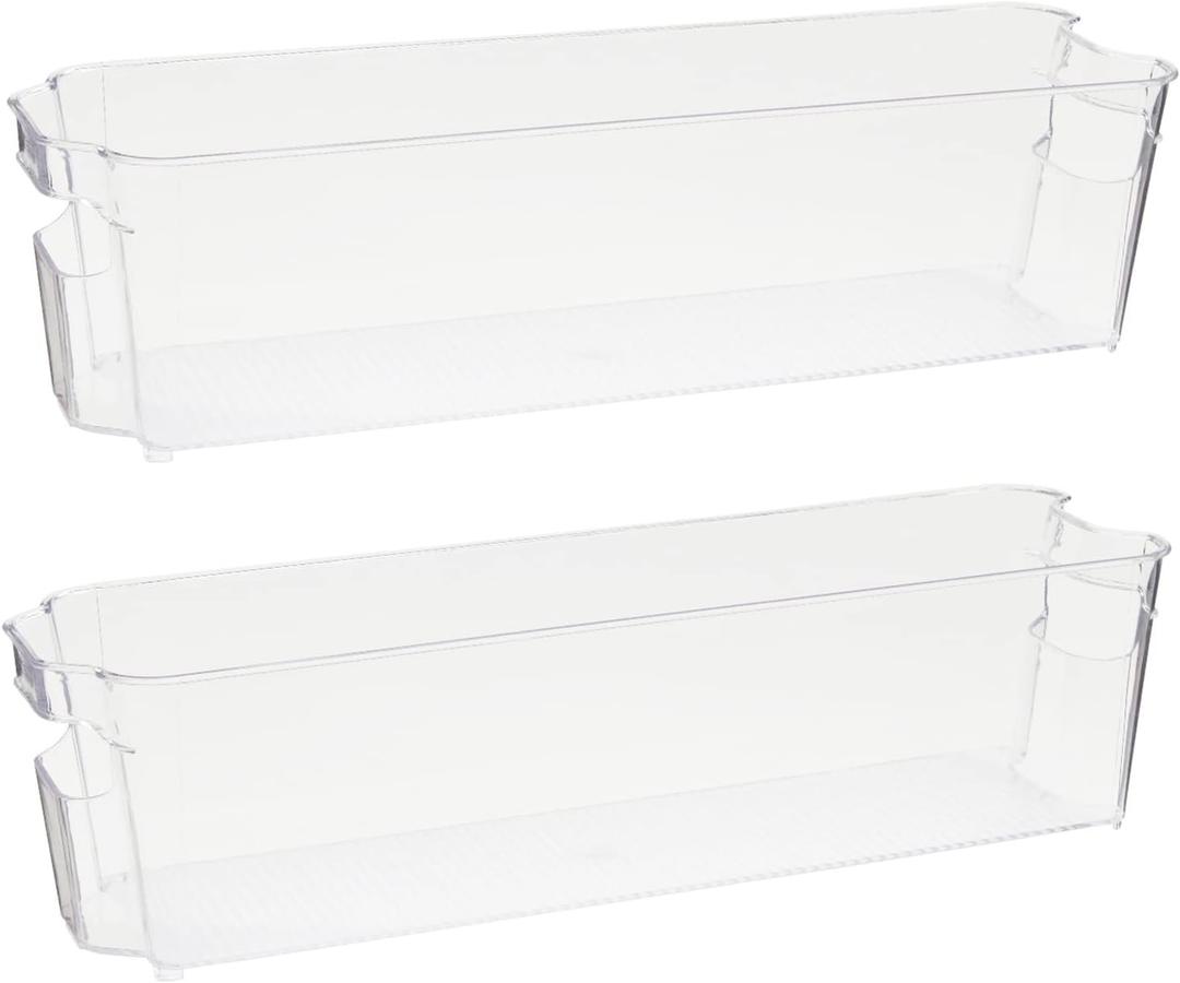 Okuna Outpost Clear Plastic Freezer Organizers, Breastmilk Storage Containers (14.5 x 4 x 3.75 In, 2 Pack) - Fridge Organizer