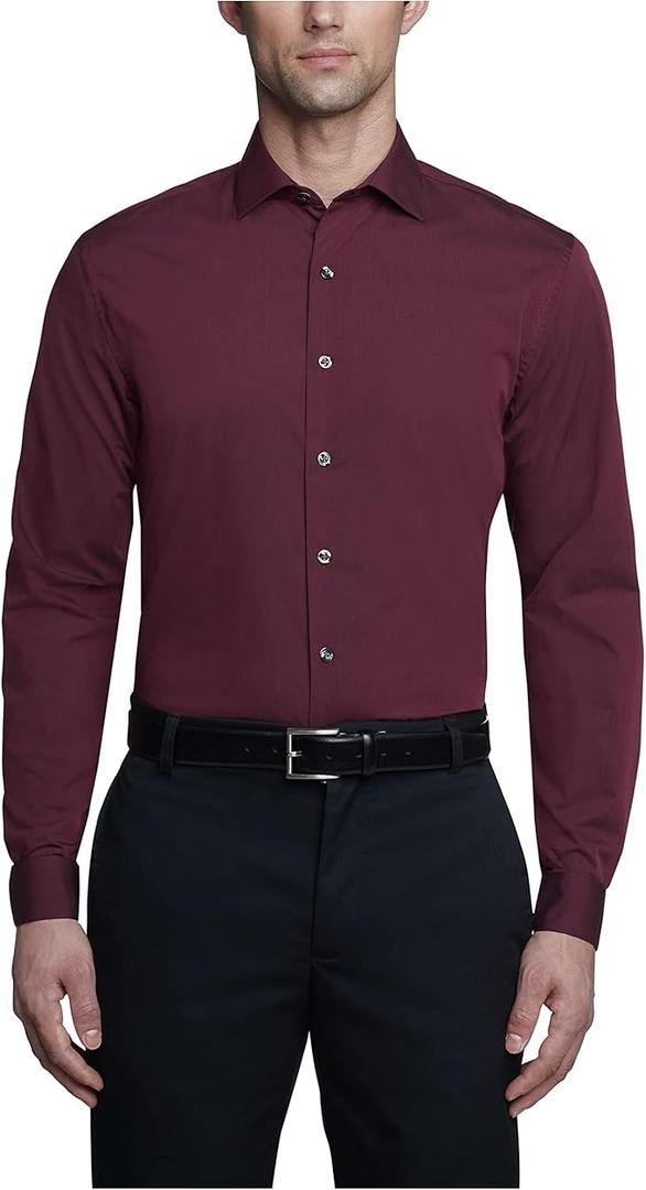 Kenneth Cole Unlisted Men's Slim Fit Solid Dress Shirt, 15"-15.5" Neck 32"-33" Sleeve, Burgundy