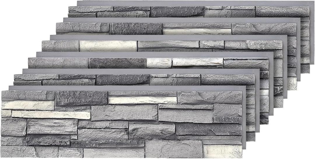 6-Pack Faux Stone Wall Panels, Exterior Interior, Fogstone, Full Panel