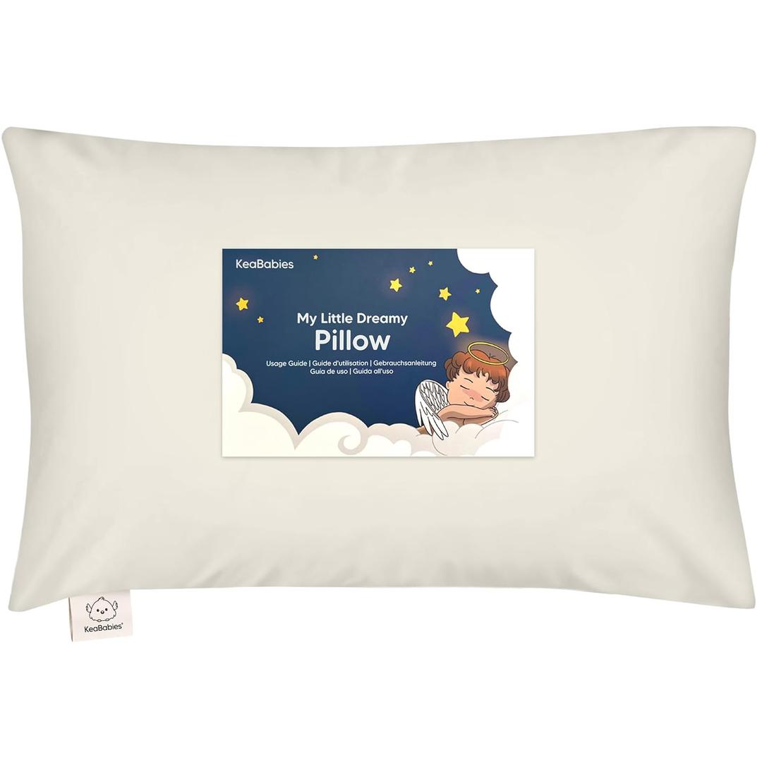 Toddler Pillow with Pillowcase - 13x18 My Little Dreamy Kids Travel Bed Pillows for Sleeping, Organic Cotton Small Pillowcase, Soft & Breathable, Machine Washable, Toddlers 2-5 years old (Clay)