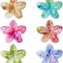 Flower Hair Clips, Large Claw Clips for Women Ladies, Big Cute Summer Hair Claws, Beech Hair Catch Clamps Barrettes Headwear Accessories for Thin Thick Hair, 6 Colors