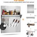 24"x30" Stainless Steel Range Backsplash, Stove Backsplash With Storage Shelf & Magnetic Knife Rack, Stainless Steel Backsplash For Stove, Range Hood Wall Shield With Pre-Drilled Holes