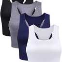 Boao 4 Pieces Basic Crop Tank Tops Sleeveless Racerback Crop Top for Women Size XL
