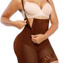 SHAPELLX Tummy Control Shapewear Faja Colombianas Side Zipper Body Shaper Plus Size Postpartum Bodysuit With Butt Lift (Small, B9-light Brown)