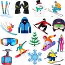 Skiing Party Cupcake Toppers 48Pcs Winter Skiing Party Decorations Skiing Player Cupcake Picks Snowboard Birthday Party Decoration for Winter Sport Baby Shower Supplies