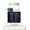 riemot Luggage Travel Cup Holder Free Hand Drink Carrier - Hold Two Coffee Mugs - Fits Roll on Suitcase Handles - Gifts for Flight Attendants Travelers Accessories Glitter Navy