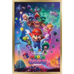 Trends International Nintendo The Super Mario Galaxy Movie (2026) - Official One Sheet Wall Poster, 22.4L x 14.7W, Gold Framed Version