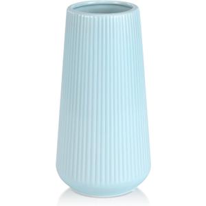 Blue Ceramic Vase, GUKJOB Small Cute Flower Vase for Pampas Grass, Home, Living Room, Dining Table, Farmhouse, Office Decor, Bedroom, Table, and Kitchen Shelf (Blue)