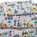 Softan Kids Bed Sheet Set, 3-Piece Twin Sheets Set, Microfiber Fitted Sheet with 15 Inches Deep Pocket and Corner Straps, Breathable & Silky Soft Excavator Pattern Sheet and Pillowcase Sets