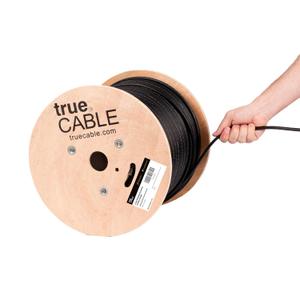 TRUECABLE Cat6 Outdoor Bulk Ethernet Cable with Messenger, Shielded F/UTP, 1000ft, UV Resistant OSP Jacket, Aerial, Black, 23AWG Solid Bare Copper, 550MHz, PoE++ (4PPoE)