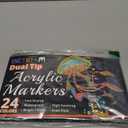 Betem Acrylic Paint Markers, Dual Tip 24 Colors Acrylic Paint Pens with Brush Tip and Fine Point, Art Supplies for Rock, Wood, Canvas, Stone, Glass, Ceramic, Rock Painting, glass maker