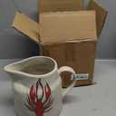 Creative Co-Op Coastal Stoneware Pitcher with Wax Relief Lobster Illustration, Multicolor