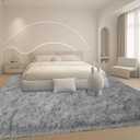 Area Rugs Living Room, Gray Plush Fluffy Bedroom Rugs, Non-Slip Upgraded Indoor Thick Soft Rug, Modern Plush Carpet Suitable for Kids Home Decor Aesthetics Dorm